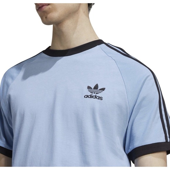 Adidas Men's Originals Adicolor 3 Stripes T shirt Sz 2XL Ash Blue/ Black Cotton - Picture 6 of 11